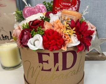 Eid Hamper, Umrah Mubarak Gift, Personalised Gift Set, Artificial Flower Bouquet, Eid Mubarak Gift, Ramadan Centrepiece