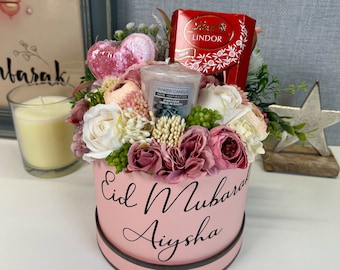 Personalised Eid Gift Set, Eid Al Fitr 2023, Bath Bomb Gift Set, Pamper Hamper, Silk Flower Bouquet, Eid Gift Ideas, Umrah Mubarak Gift