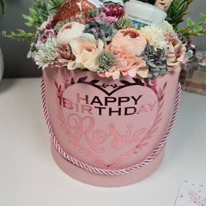 Personalised Birthday Bouquet, Bath Bomb Set, Birthday Pamper Pack, Yankee Candle, Gift for her, Birthday Gift box, Mothers Day Gift image 5