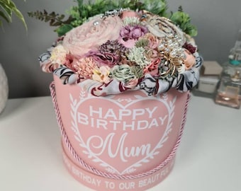 Personalised Gift Hamper, Scarf & Brooch Set, Artificial Silk Flowers