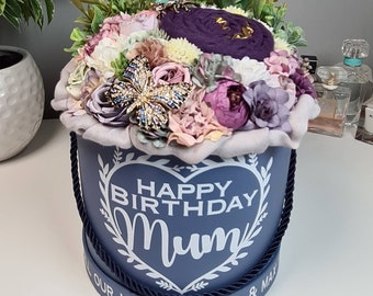 Personalised Floral Bouquet, Scarf and Brooch Set, Birthday Gift