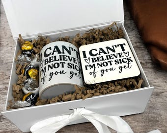 Personalised Valentine's Gift Set: Funny Mug & Coaster with Chocolates
