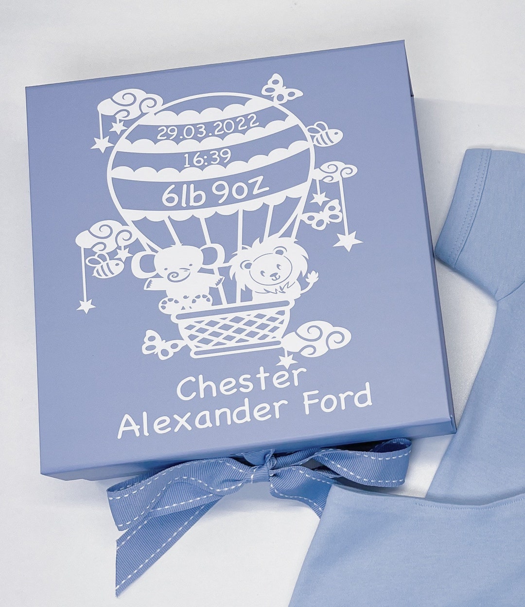 Personalised Baby Boy Gift Box, Birth Stats Gift, Luxury