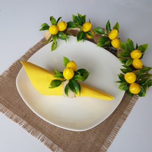 Faux Lemon Serviettenring|Zitronen Serviettenhalter|Farmhaus Tischdekoration|Sommerhochzeit Tischdekoration|Tischdekoration|Rustikales Küchendekor