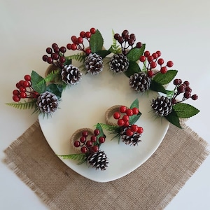 Weihnachten Serviettenringe|Winter Trend Serviettenring|Serviettenhalter aus Juteseil|Redberry Tischdeko|Kiefernzapfen|Tischdekoration|Love Serviettenhalter