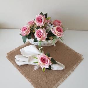 Rosa Serviettenring|Sommer Serviettenhalter|Sommer Serviettenring|Hochzeit Tischdekoration|Hochzeit Tischdekoration