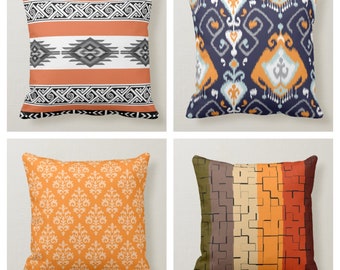 Rust Gray Pillow Aztec Pillow Southwestern pillow | Etsy