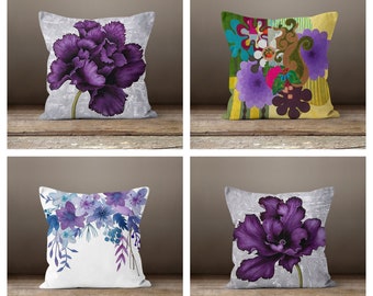 Purple floral pillow | Etsy summer throw pillows from Amethyst Home