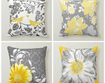 Yellow Bird Pillow Etsy