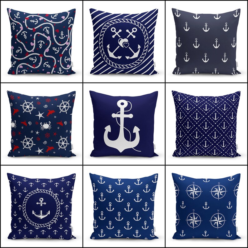 US Seller-marine nautical anchor cushion cover wholesale decorative pillow cover