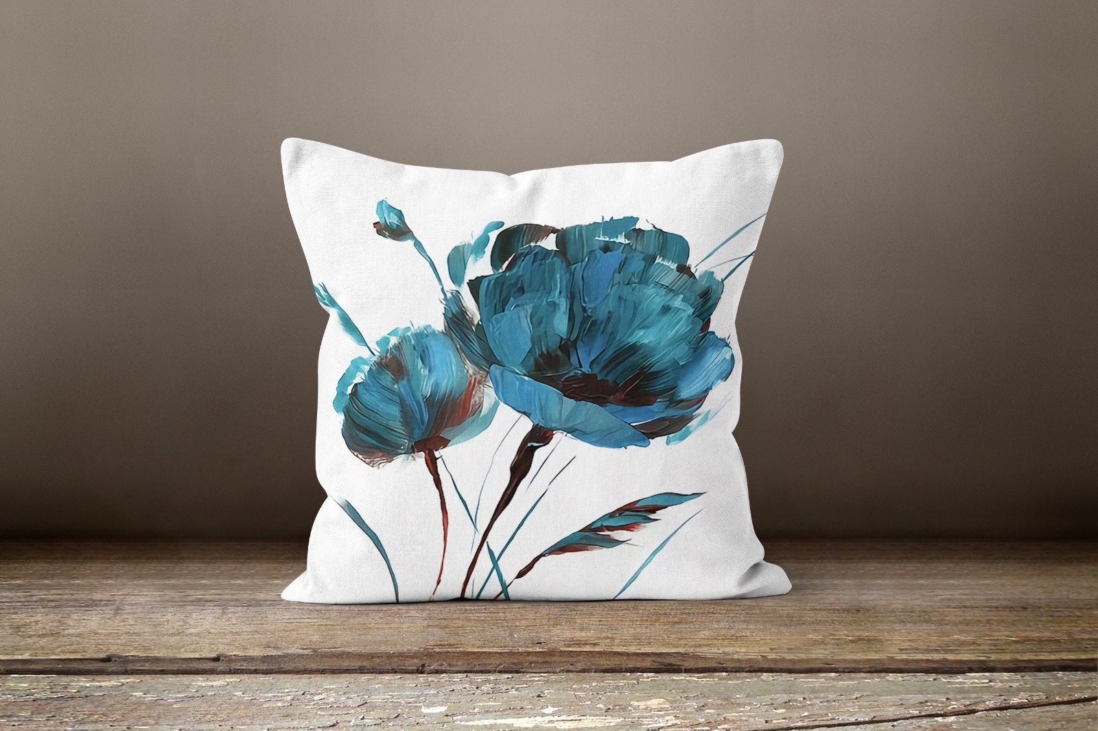 Turquoise Floral Pillow Coversummer Trend Pillow Etsy