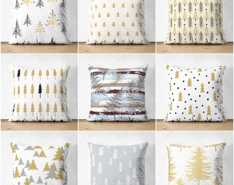Winter Pillow Cover|Pine Tree Home Decor|Suede Winter Pillow Case|Housewarming Xmas Gift Idea|Pine Tree Throw Pillow Cover|Farmhouse Pillow