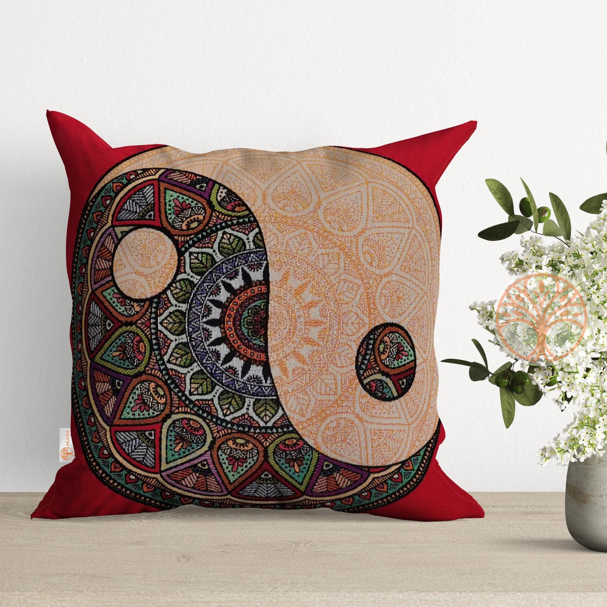 thumbnail image 2 of Handmade Mandala Floor Cushion Cover, Bohemian Indian Tapestry Pillow Sham 28x18 2 of 2
