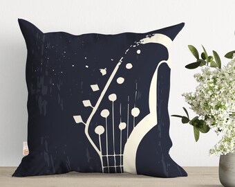 Qinqingo Acoustic Guitar Throw Pillow Cover - 12x20 Inch, Cotton Linen, Vintage Design, Zipper Closure - View #2