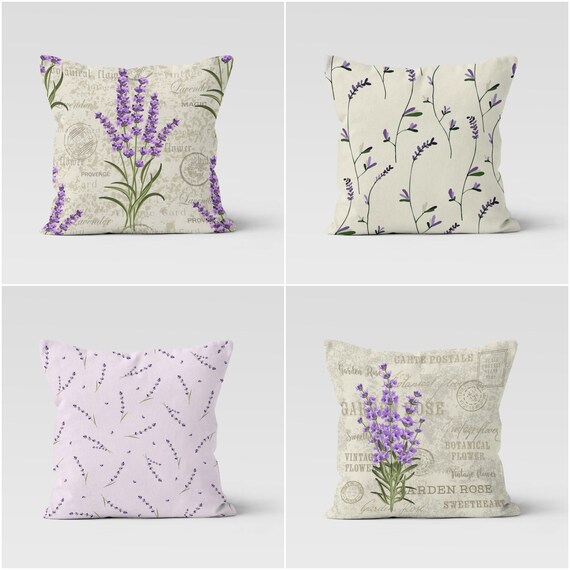 Purple Lavender Pillow Coverpurple Floral Cushion Casedecorative