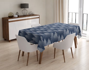 Winter Trend Tablecloth|Pine Tree under Snow Tabletop|Xmas Candies Table Decor|Housewarming Floral Red Berries Table Top|Xmas Home Decor