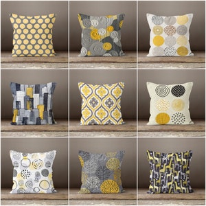 Yellow and gray accent cheap pillows