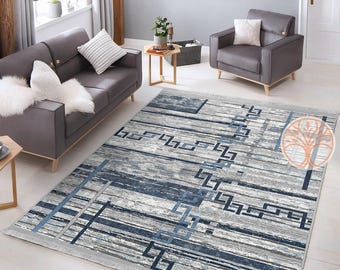 Abstract Pattern Rug|Decorative Carpet|Machine-Washable Fringed Non-Slip Rug|Modern Multi-Purpose Anti-Slip Carpet|Bohemian Living Room Rug