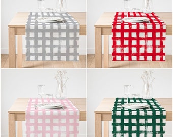 Karierter Tischläufer|Dekorative Tischläufer|Karierter Wildleder Läufer|Hochwertige Tischdekoration|Bunte Geometrische Tischplatte|Plaid Küchen Deko