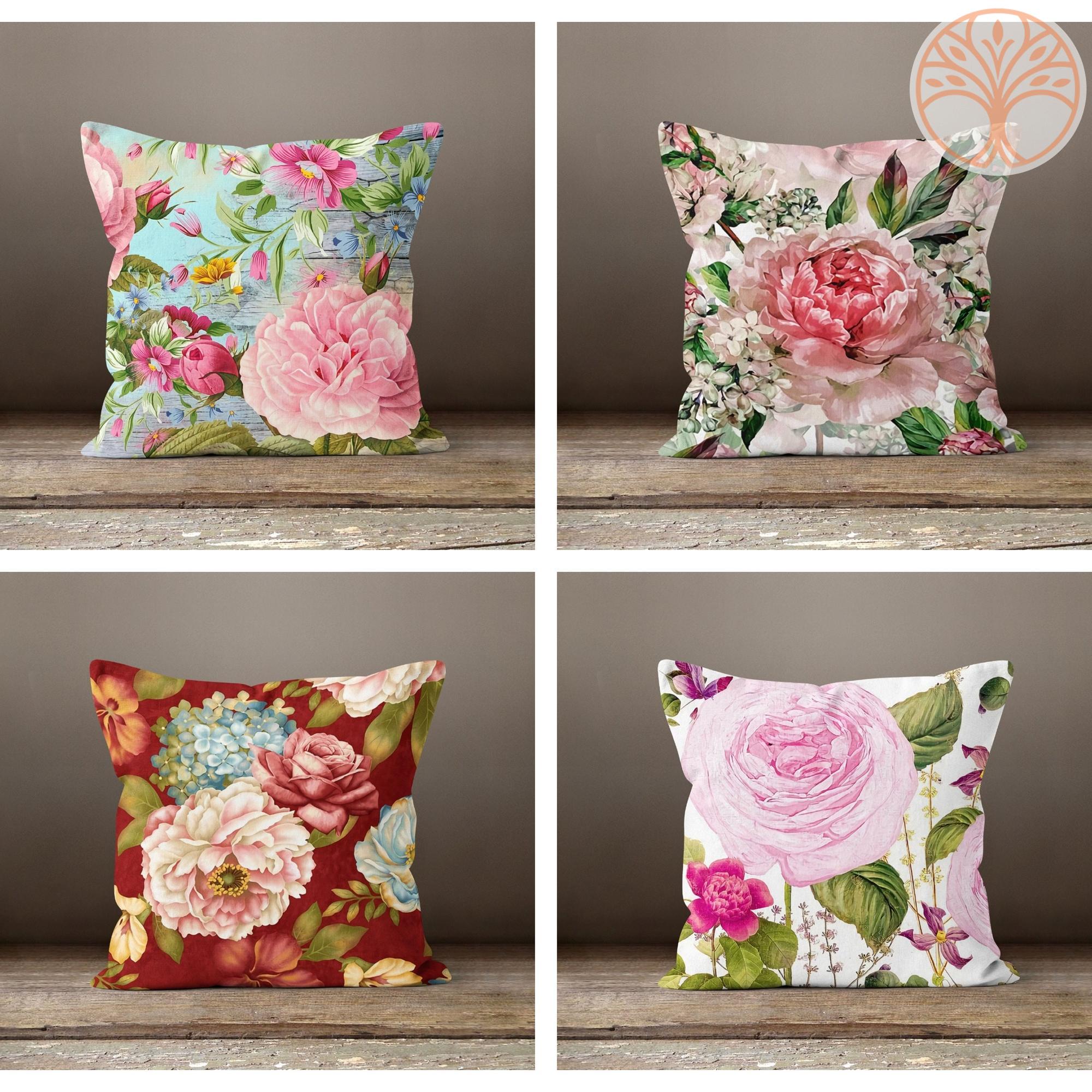 Pink floral cushions hot sale