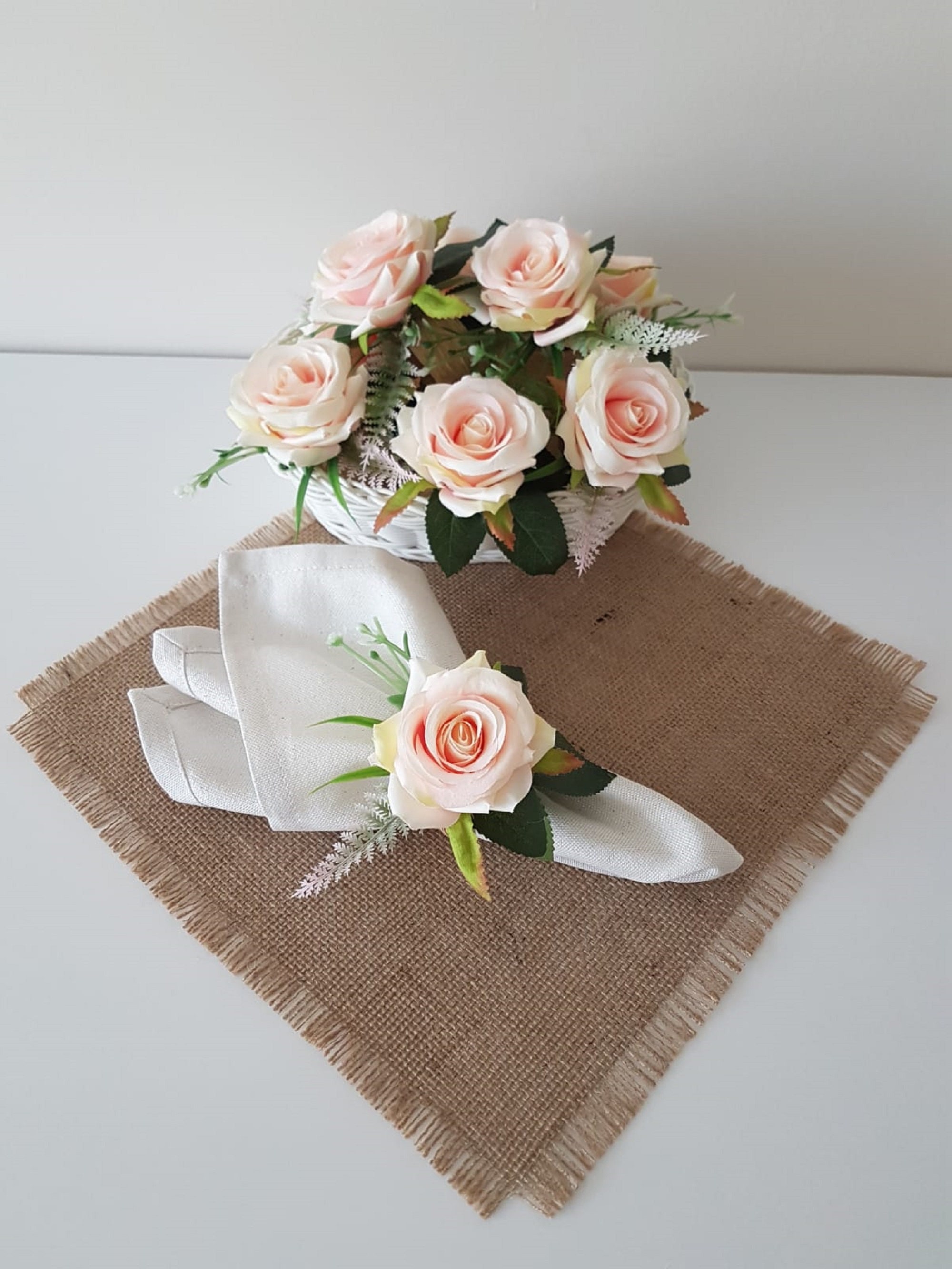 Pink Rose Napkin RingSummer Trend Napkin HolderFloral Napkin Etsy