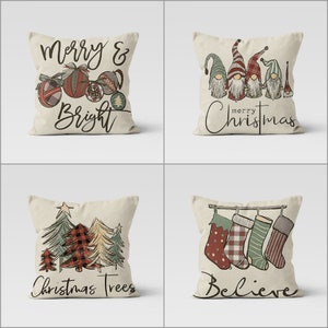 Federa per cuscino natalizio/Federe per cuscino Merry Xmas/Decorazioni con alberi di pino/Federe per cuscino Believe/Cuscino da tiro di Natale/Federe per cuscino Gnome/Regalo di Capodanno