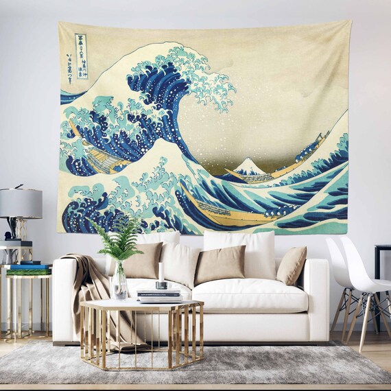 Japanese wave wall tapestry sale