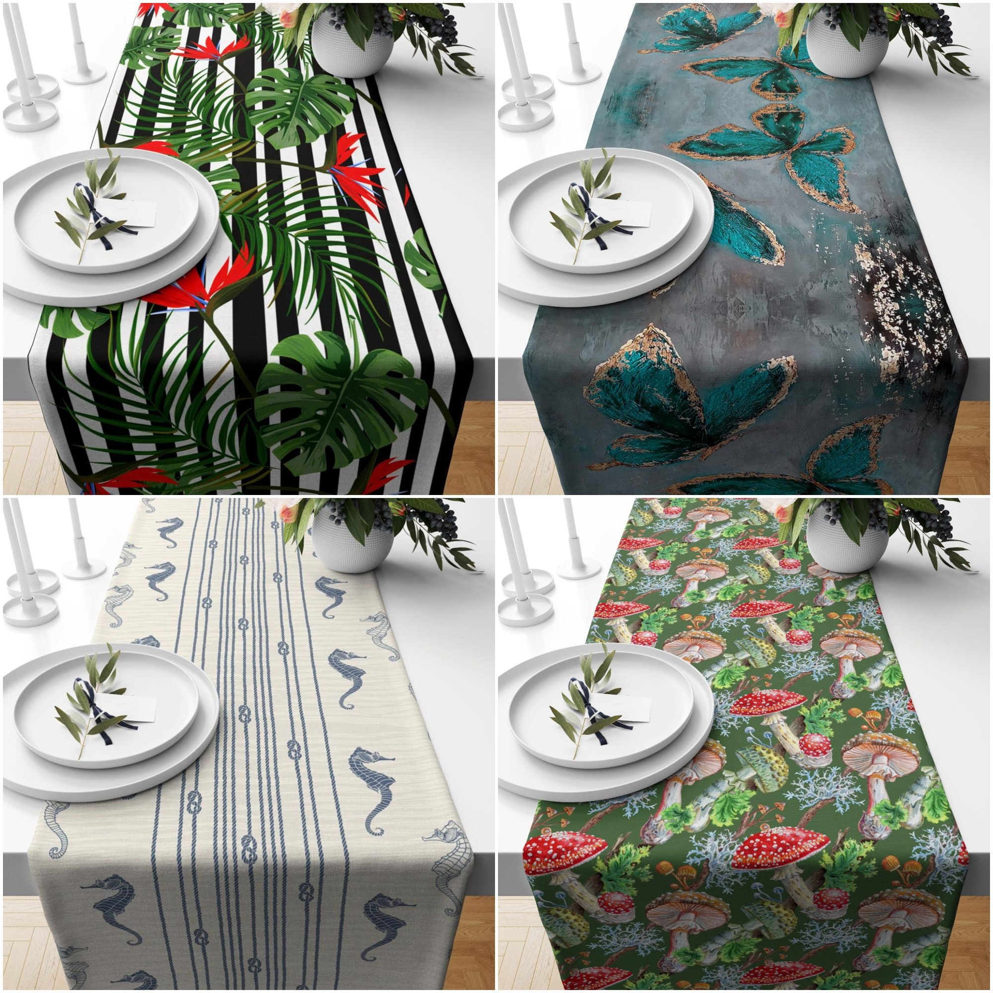 Decorative Butterfly Applique Table Runner