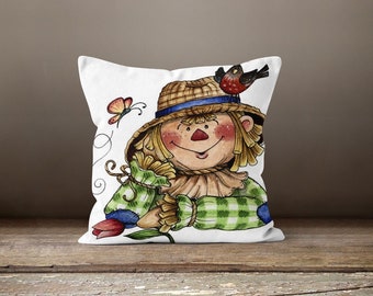 Fall Trend Pillow Cover|garden Scarecrow Throw Pillow|autumn Time