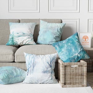 Copricuscino con motivo a neve/federa per cuscino astratto/decorazione per portico con albero di pino/fodera per cuscino decorativa/fodera per cuscino con tendenza invernale/fodera per cuscino con stampa ad albero