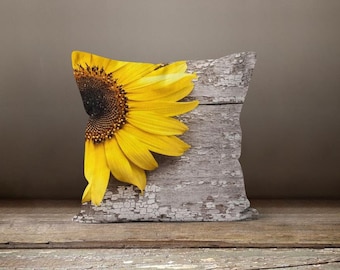 Sunflower Pillow Covers Set Of 2 - 12x12 Inch, Yellow Floral, Velvet For Couch & Bed