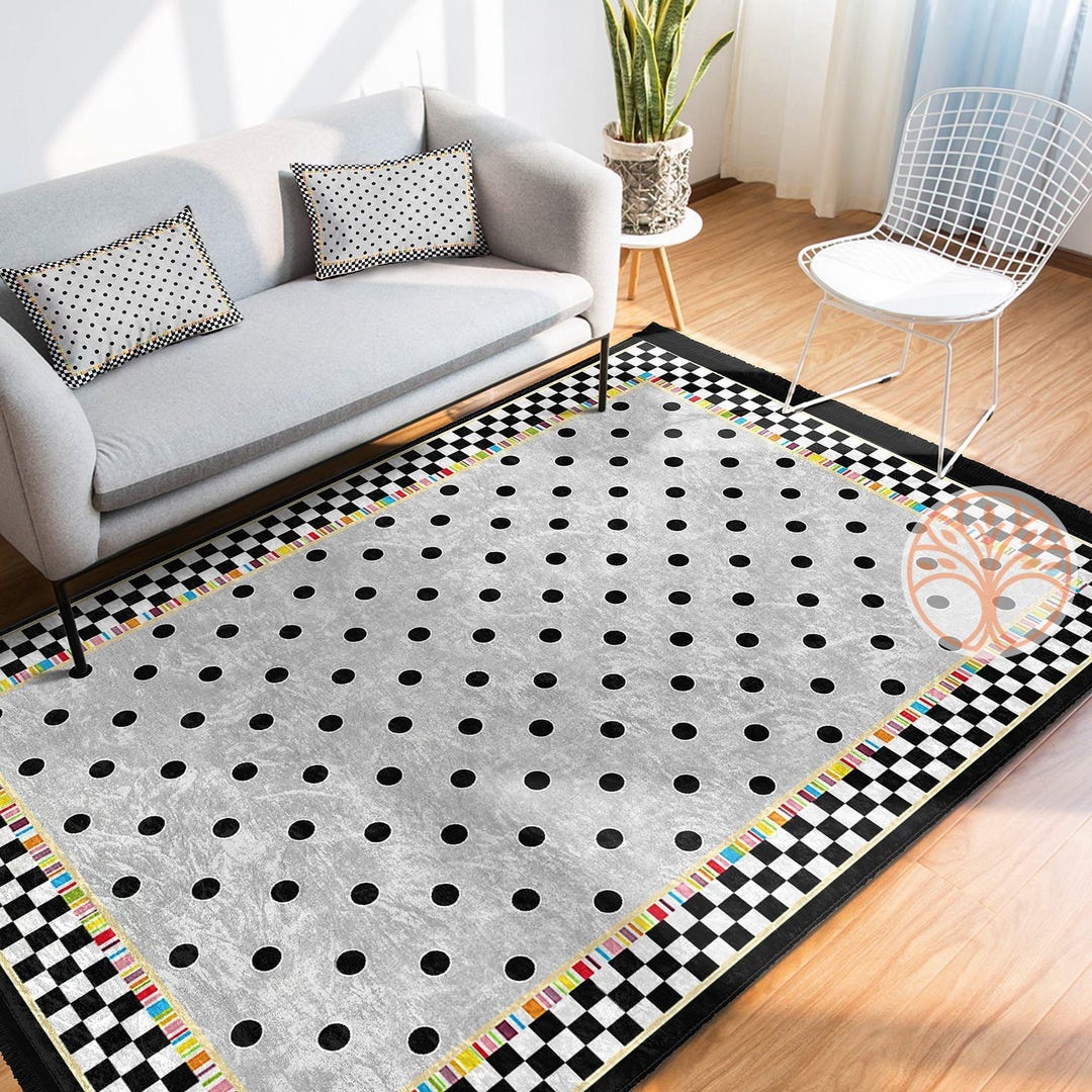 Dotflow Rug Dot Pattern Area Rug|geometric Carpet|checkered Carpet|machine-washable ...
