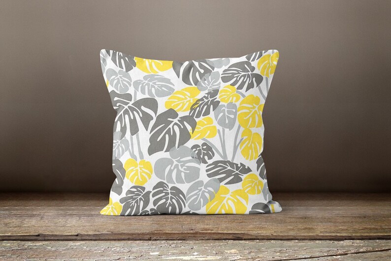 Yellow Gray Floral Pillow Coversummer Trend Cushion Etsy