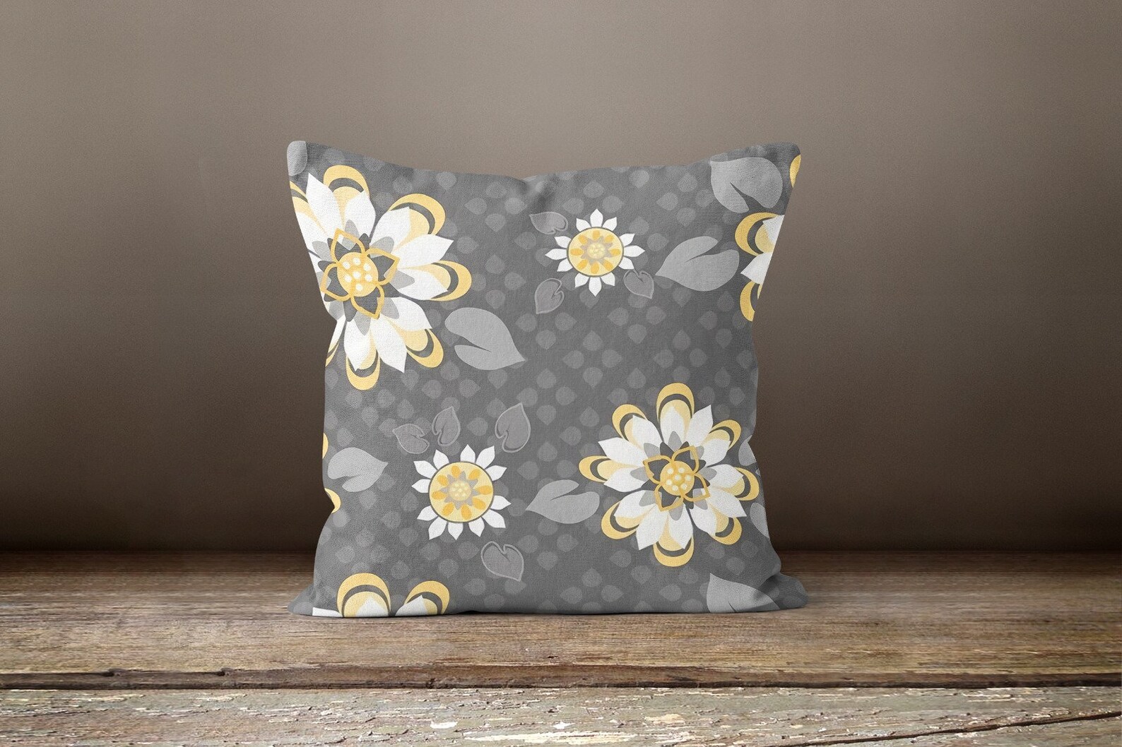 Yellow Gray Floral Pillow Coversummer Trend Cushion Etsy