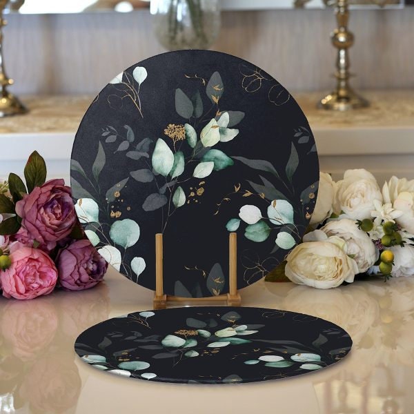 ABAKUHAUS Papavero Tovaglietta Americana Set di 4, Poppy Flowers Bohemian, Tovagliette in Tessuto Lavabile per Tavolo da Pranzo Cena, Crema Rosso