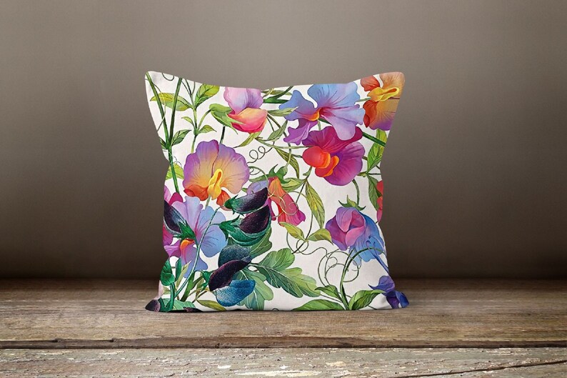 Red Floral Pillow Coverpink Summer Cushion Casedecorative Etsy