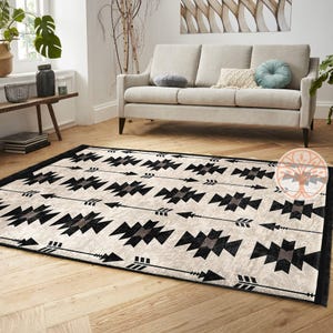 Rug Design Carpet|Farmhouse Southwestern Rug|Rustic Pattern Machine-Washable Non-Slip Mat|Aztec Fringed Anti-Slip Floor Mat|Ethnic Carpet image 10