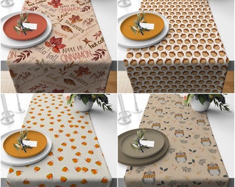 Fall Table Runner|Acorn Tablecloth|Thanksgiving Decor|Farmhouse Style Tabletop|Housewarming Fall Home Decor|Autumn Table Runner