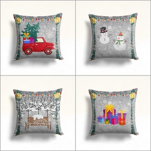 Federa invernale/federa per cuscino con motivo a neve/cuscino con motivo a pino/decorazione per la casa con pupazzo di neve/fodera per cuscino da esterno con scatola regalo di Natale/fodera per cuscino da veranda per camion