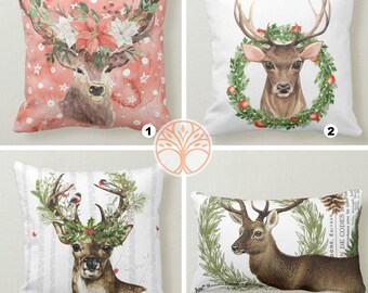 Christmas Pillow Cover|Christmas Cushion Case|Winter Decorative Pillowcase|Xmas Home Decor|Xmas Gift Ideas|Deer Pillow Cover