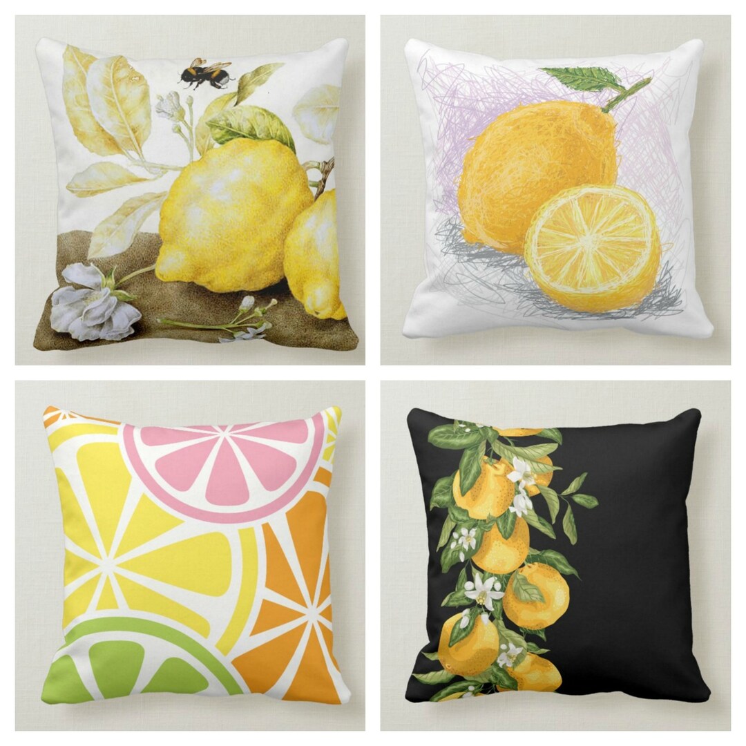 Lemons Pillow Coveryellow Lemon Cushion Casedecorative Cushion Caselemon Home Decorhousewarming Farmhouse Design Lemon Throw Pillow Case Etsy