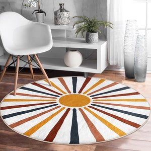 Nautical Round Rug|non-slip Round Carpet|striped and Zigzag Anchor