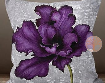 Capa de Almofada Floral Roxa | Capa de Almofada de Verão | Capa de Almofada Decorativa | Decoração de Cama | Capa de Almofada Estilo Fazenda para Inauguração de Casa
