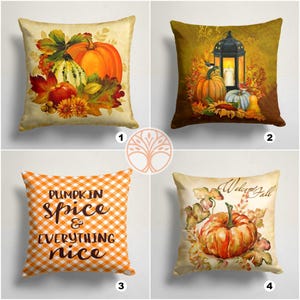 Fall Trend Pillow Cover|Pumpkin Throw Pillow Top|Autumn Cushion Case|Orange Pumpkin Home Decor|Housewarming Farmhouse Style Pillow Cover