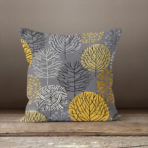 Yellow and Gray Pillow Cover|Geometric Design Pillow Case|Decorative Housewarming Cushion Case|Outdoor Pillow|Boho Bedding Cozy Home Decor