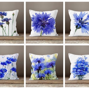 Vintage Blue White Floral Premium Pillow Home Decor Living Room Bedroom  Decor Flower Pillow Insert Included 