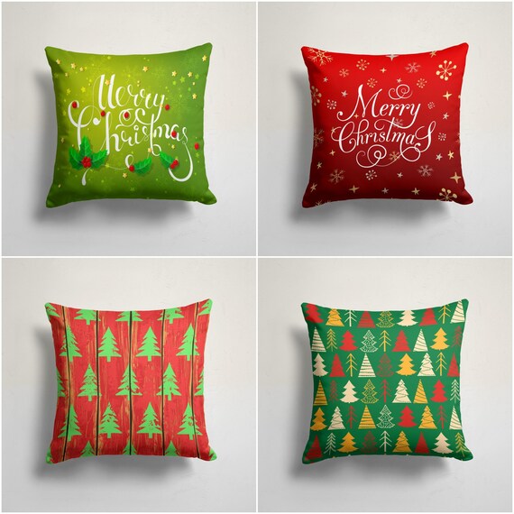 Green christmas online throw pillows