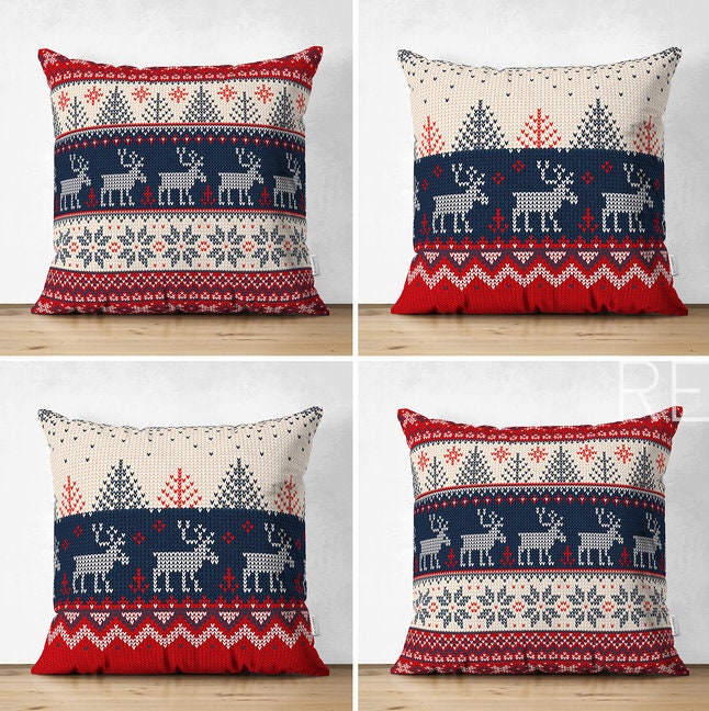 Suzile 4 Pcs Christmas Throw Pillows Winter Holiday Party Cushion Case  Decoration for Sofa Couch Candy Stuffed Christmas Pillow for Party Outdoor  Home