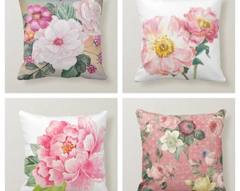 pink floral throw pillows