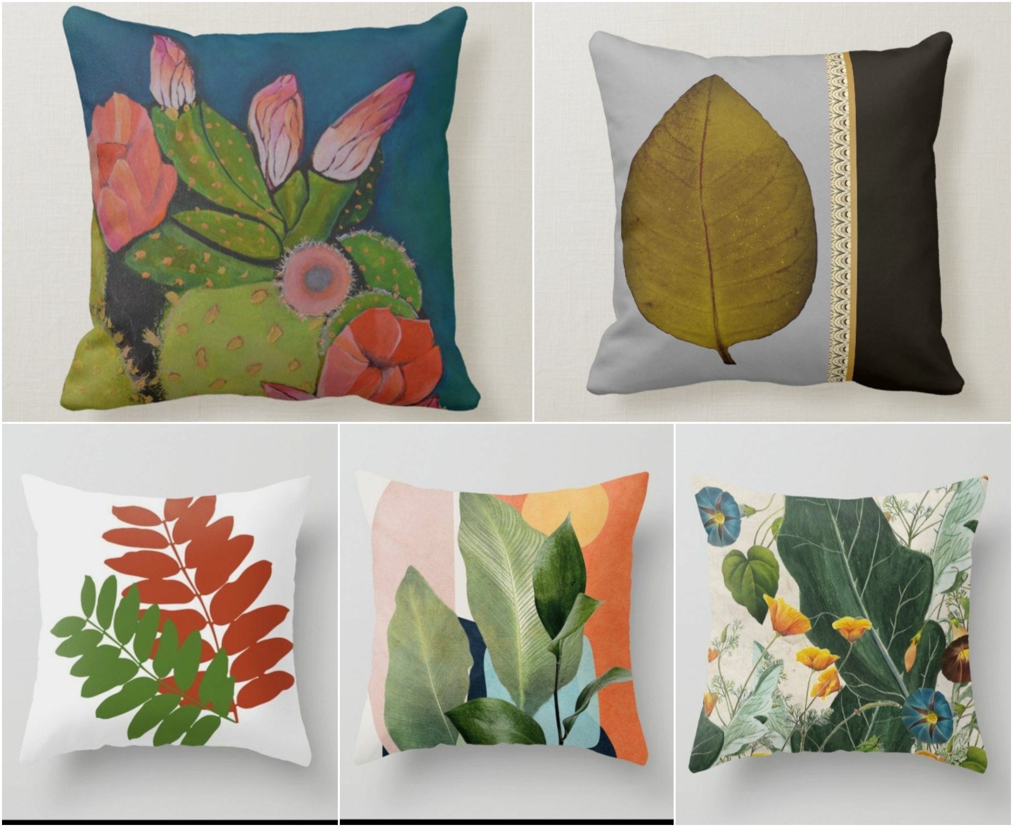 Floraler Kissenbezug Grüne Pflanzen Kissenhülle Florale | Etsy